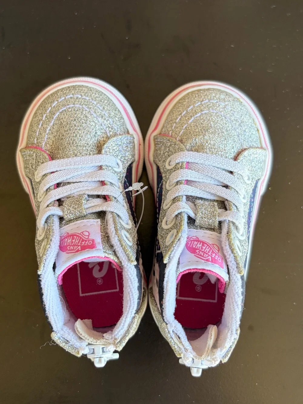 Vans Sk8-Hi Zip Digi Unicorn Sneaker Silver Glitter Size 4 NWOT